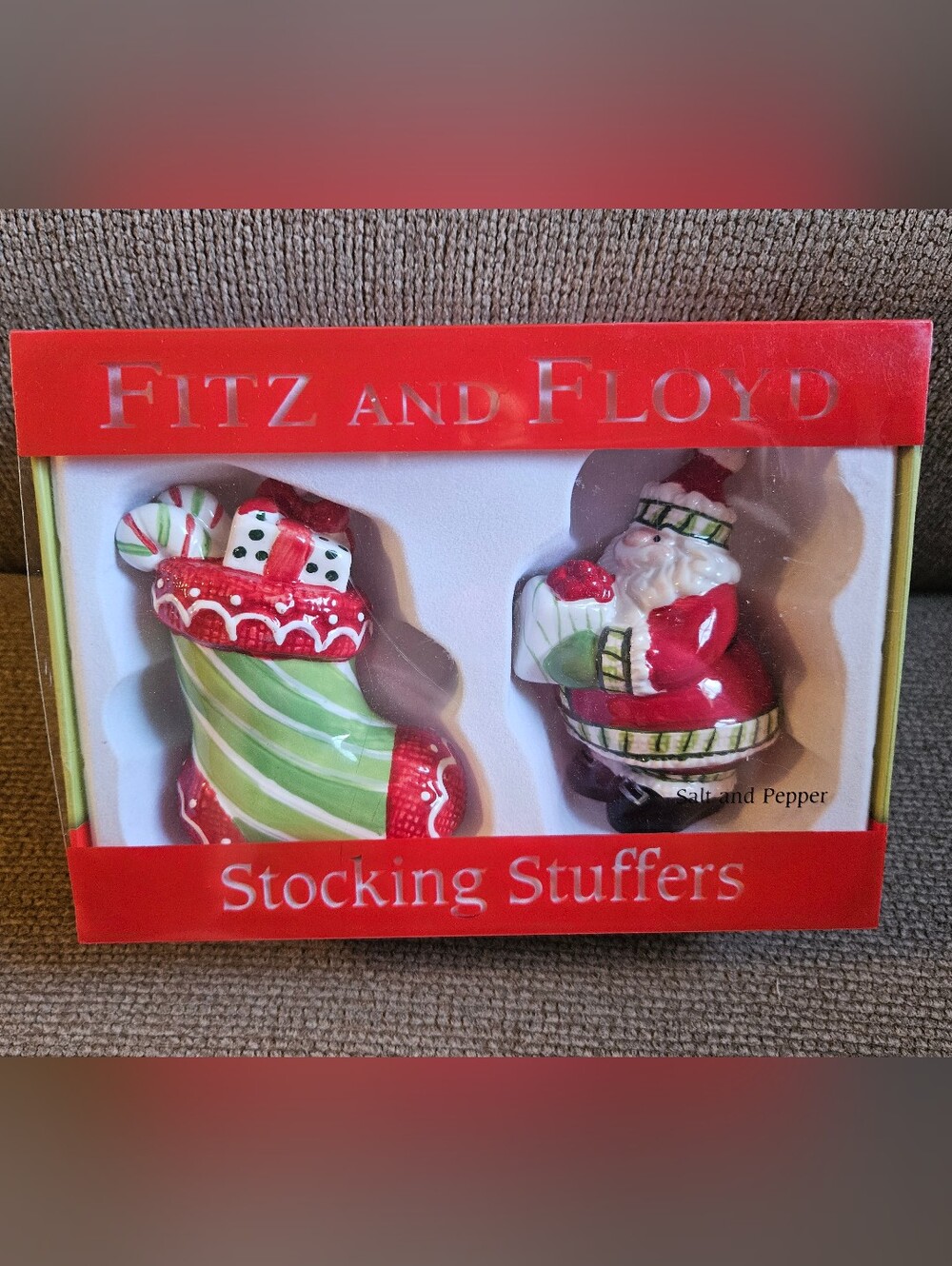 NIB Fitz And Floyd Stocking Stuffers Salt & Pepper Shakers